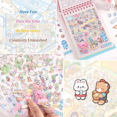 10 Sets DIY 3D House Stickers, Scene Miniature Sticker , Cute Cartoon Scenes for