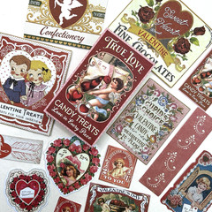 Victorian Style Valentine’s Day Stickers Junk Journaling Collage Scrapbooking