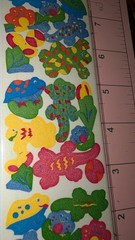 Vintage Stickers Amscan Fuzzy Stickers Frogs Lizards 1 Sheet New Pack