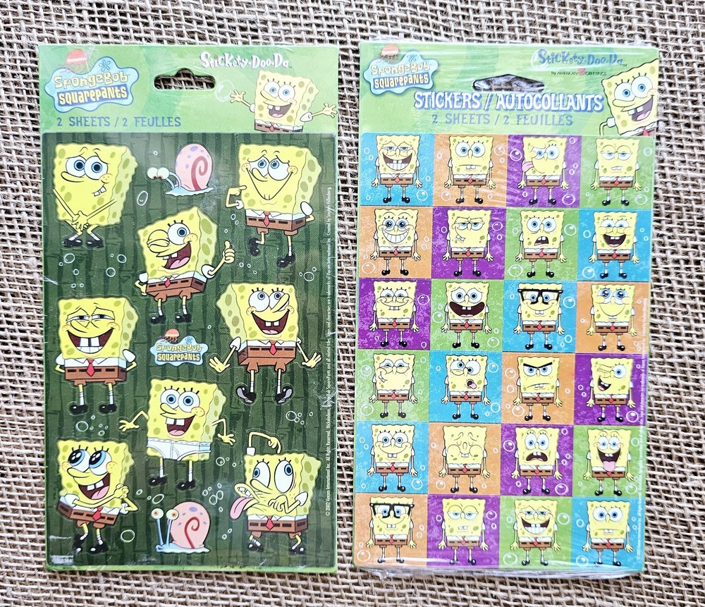 2002 American Greetings Spongebob SquarePants Stickety Do Da Stickers 4 Sheets
