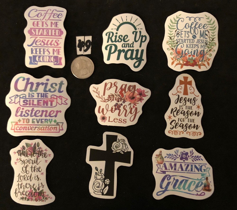 Scrapbook Stickers – Water Bottle Lot of 9 Scripture Religious Stickers. New