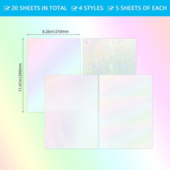 20 Sheets Holographic Sticker Paper A4 Size Vinyl Lamination Stickers Film Water