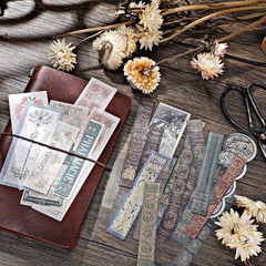 DIY Vintage Washi Stickers – 120 Antique Floral & Book Decals for Paper Crafts