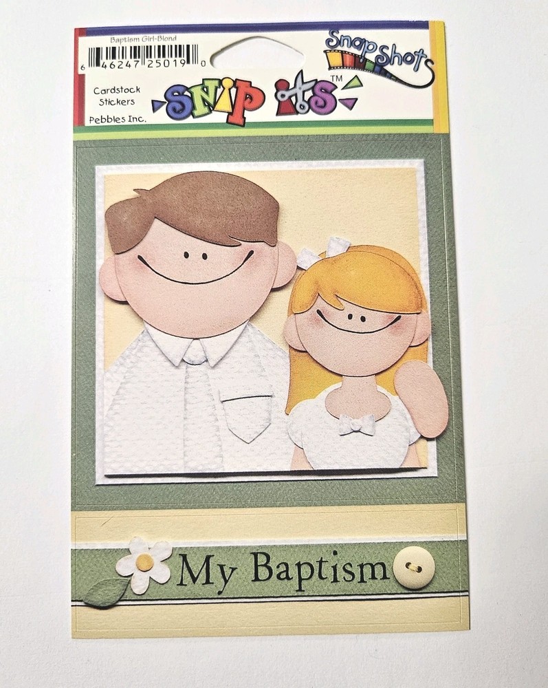 Pebbles Inc. Baptism Girl-Blonde Cardstock Stickers Preacher Yellow Hair Flower
