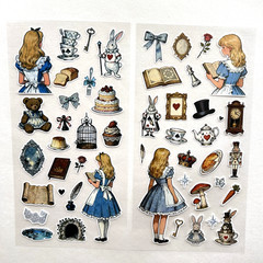 Alice in Wonderland Stickers 2 Sheets Junk Journal Collage Scrapbooking