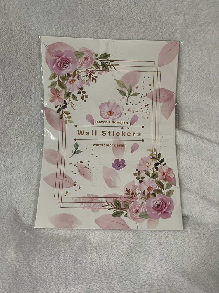 leaves and flower stickers watercoolor desgn