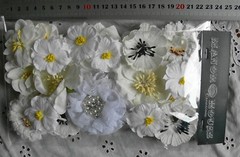 WHITE FLORAL MIX of 21 Lace&Paper 7different styles-4 to 8cm across- Manor House