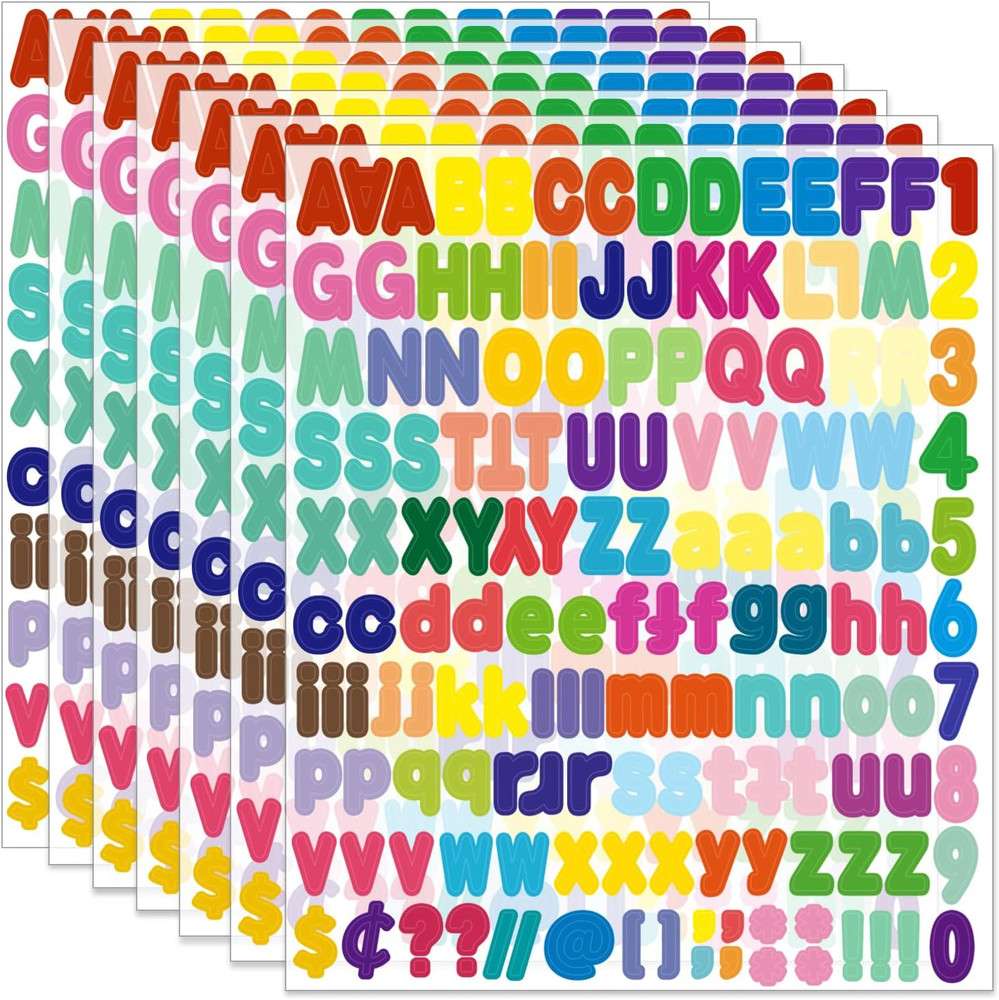 Alphabet Sticker, 1»Inch 12 Sheets Multicolor Letter Stickers, Self-Adhesive Vi