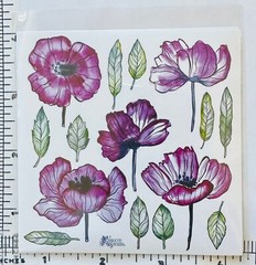 Violette Stickers Pretty Purple Poppy Flowers Crafts Planner Supply Scrapbook