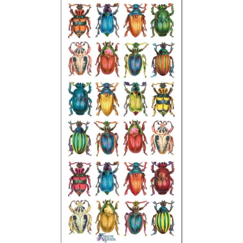 Violette Stickers – Beetles – 1 Colorful Bugs & Insects Sticker Sheet – Crafts