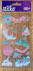 Sticko Love Birds Hearts XOXO Kiss Hot Air Balloons Valentines Wedding Stickers