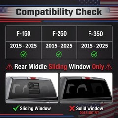 Rear Back Middle Window American Flag Decal Fits Ford F150 F250 F350 2015-202…