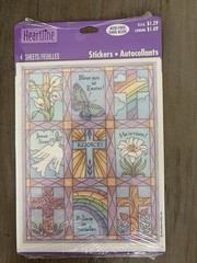 Vintage Heartline Easter Religious Stained Glass Style Stickers 4 Sheets NOS