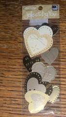 Lot Of 3 Jolees Mini Hearts Wedding Ring Champagne Toast Drink Scrapbook Sticker