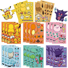 24 Sheets Make-A-Face Cartoon Sailor Anime Moon Stickers for Party Supplies