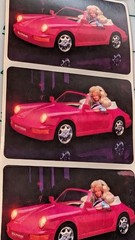 Vintage Barbie Stickers Lot Of 12 Stickers Barbie In Pink Porsche Off Of A Roll