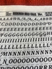 2 Letraset INSTANT LETTERING Transfer Letters Bookman BOLD ITALIC 24pt partial 2