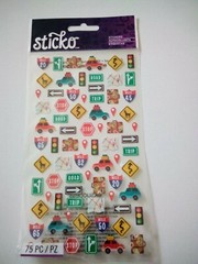 Crafts Stickers Sticko Mini Travel Icons Cars Stop Lights Arrows Luggage Map Pin