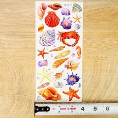 Violette Stickers – 2 Beach Seashells & Crabs Watercolor Sticker Sheets – Crafts