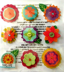 FLOWERS Flower Accent Pink Orange Green Blue Purple Cute Jolee’s Felt stickers