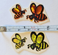 Vtg Bees Yellow and Orange Prism Sticker Lot of 4 Sticca 80s Trimmed 1 inch