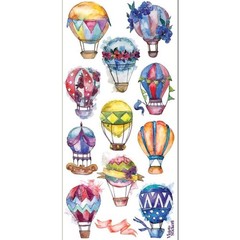 Violette Stickers – 1 Watercolor Hot Air Balloons Sticker Sheet – Scrapbooks