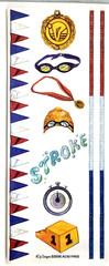 Vintage NRN Designs Swim Team Stickers Borders 12″ Sheet Scrapbook Pool Meet NOS