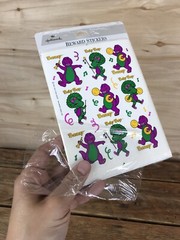 Vintage Sticker 6 Sheets Hallmark 1993 BARNEY Baby Bop Purple Dinosaur
