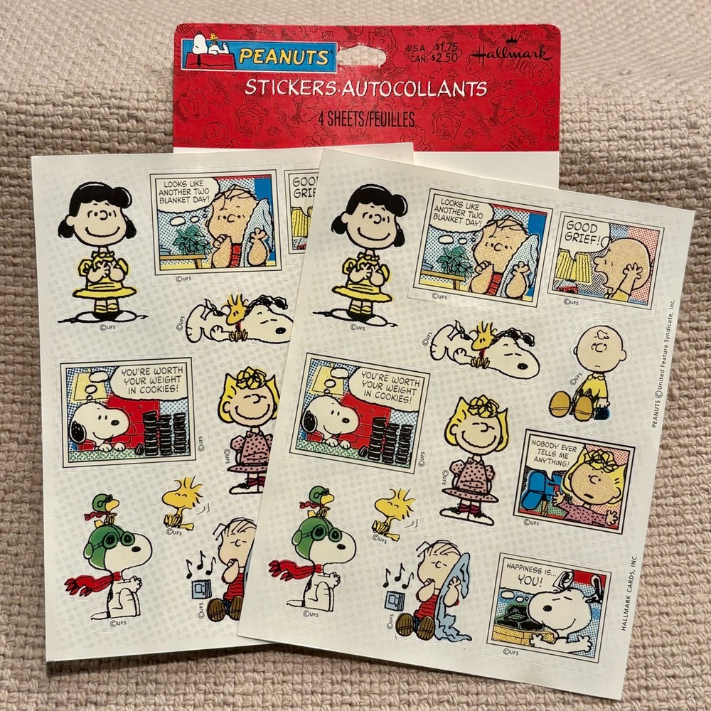 2 Sheets Hallmark Peanuts Gang Stickers Snoopy Lucy Charlie Sally Linus