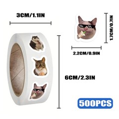 500Pcs/Roll Cute Cat Expression Meme Graffiti Stickers for Bicycle Hand Account