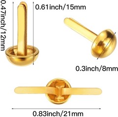 500PCS Gold Metal Paper Brads Round Fasteners DIY Craft Scrapbook School 0.3×0.6