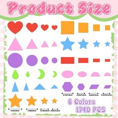 1740Pcs Foam Stickers Colorful Foam Shapes Stickers with Star Moon Heart Self…