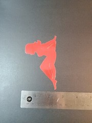 Vintage Stickers MUD FLAP GIRL Glossy Foil Vending Sticker VTG PVI Red 01