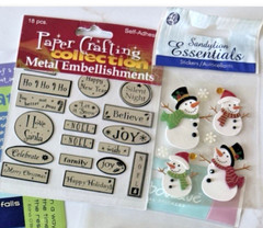 Vintage Winter Snowman Sticker Scrapbooking Lot Destash Paper Crafting 50+ Pcs