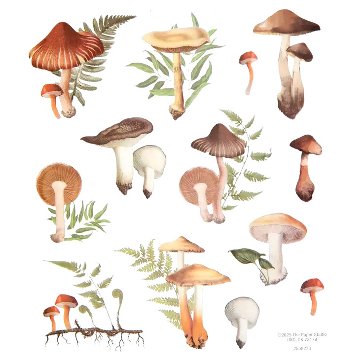 2 Sheets Stickers Garden Woodland Mushrooms Crafts Planner Supply Party