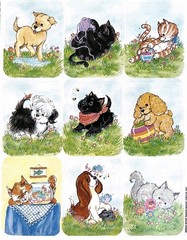 Vintage Paper Magic Group Sticker Sheet Cats Dogs Kittens Puppy