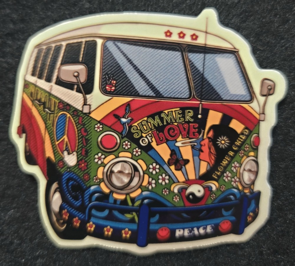 ACID BUS STICKER “HIPPIE TIMES” 2 3/4 X 2 1/2“ GLOSSY!