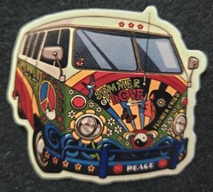 ACID BUS STICKER “HIPPIE TIMES” 2 3/4 X 2 1/2“ GLOSSY!