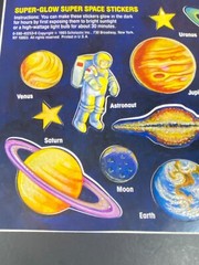 Scholastic Super Glow in the dark Space stickers sheet vintage 1985 Moon Comet