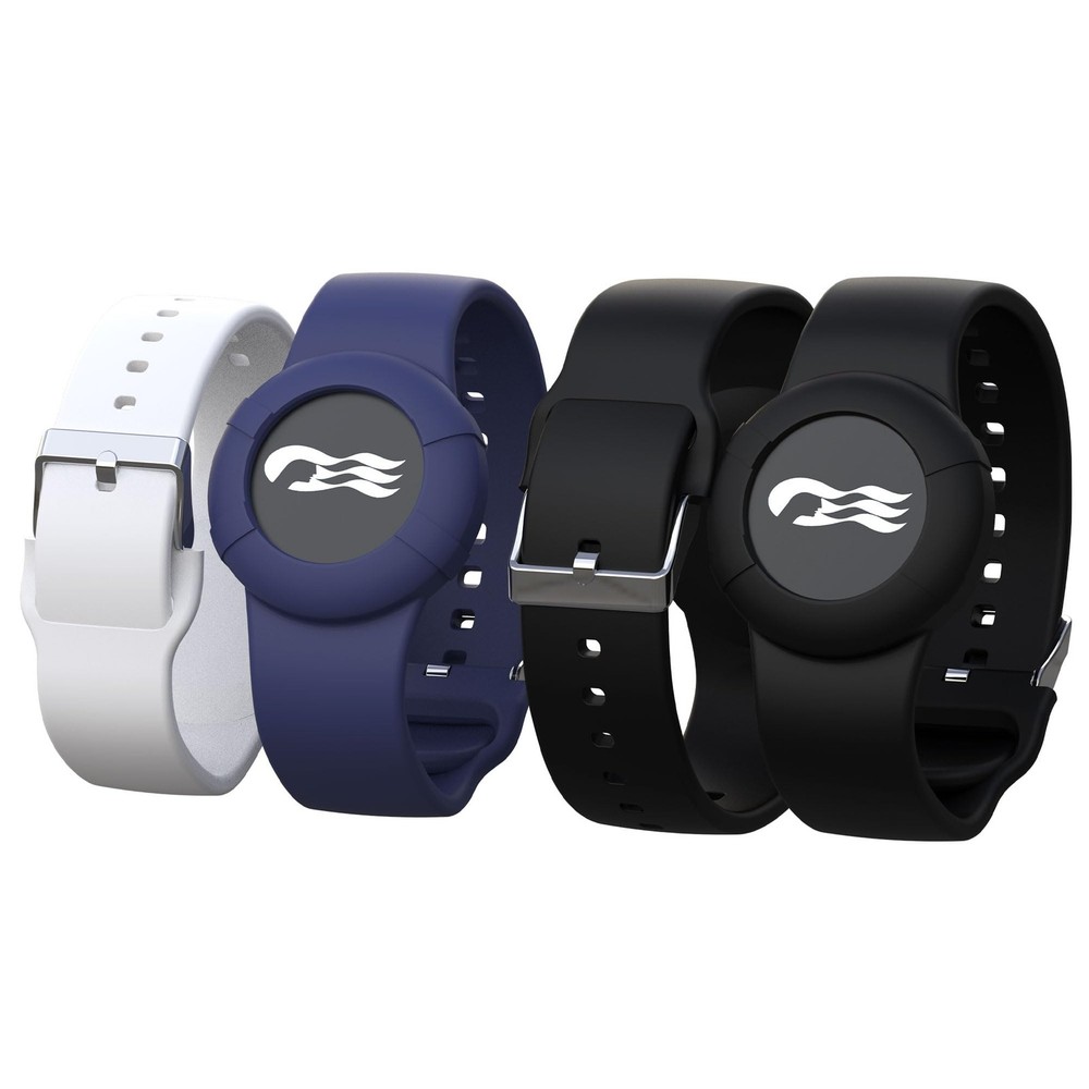 4Pack Cruise Medallion Wristbands, Silicone, 2 Sizes, Black/Blue & Black/White