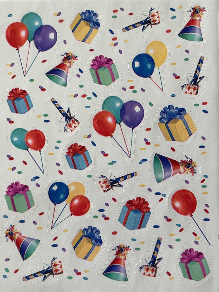 PARTY OVER HERE Stickers (26pcs)Hallmark•Balloons •Celebrate•Birthday•Presents•