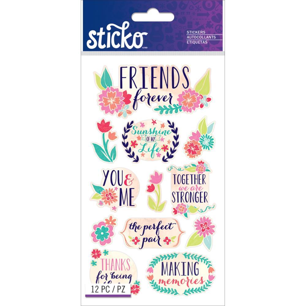 Scrapbooking Crafts Stickers Sticko Friends Forever Perfect Pair Flowers You Me