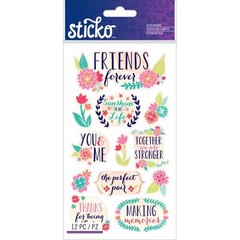 Scrapbooking Crafts Stickers Sticko Friends Forever Perfect Pair Flowers You Me