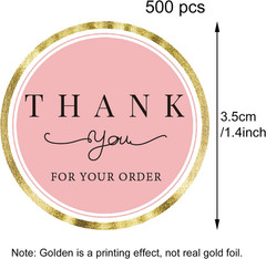 500 Thank You for Your Order Stickers, Chic Pink Thank You Stickers for Small Bu
