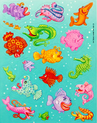 Vintage 1991 Hallmark Sticker Sheet Tropical Fish Sea Creatures UNUSED