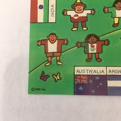 Vintage sticker sheets various country flags and people AGC inc. brand