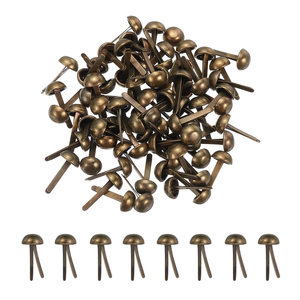 120Pcs Brads Paper Fasteners, 6×13 mm Metal Round Head Split Pins, Bronze
