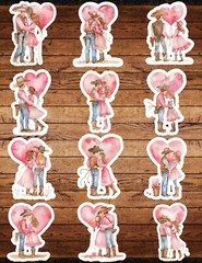 Cowboys in Love Die Cut Vinyl Stickers Set Scrapbooking Laptop WaterBottle