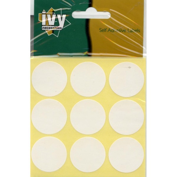 Ivy Sticky White 29mm Labels Dots Round Circles Self Adhesive Stickers 126 Label