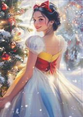 Junk Journal Art Card, CHRISTMAS PRINCESS Pg 2 Scrapbook Card Topper 4″ x 6″